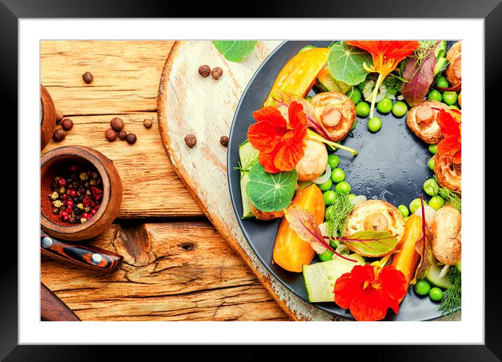Diet salad with nasturtium. Framed Mounted Print by Mykola Lunov Mykola