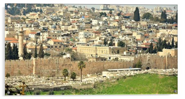 Jerusalem Cityscape, Israel Acrylic by M. J. Photography