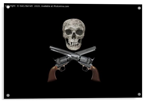 Jolly Roger Six Guns. Acrylic by Gary Barratt