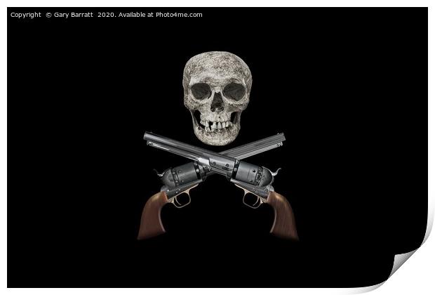 Jolly Roger Six Guns. Print by Gary Barratt