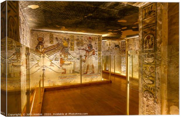 Walkway inside the tomb of Ramses III Canvas Print by John Keates