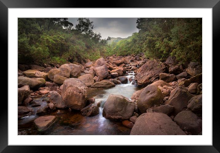 The rocky river bed of Nant Haffes Framed Mounted Print by Leighton Collins