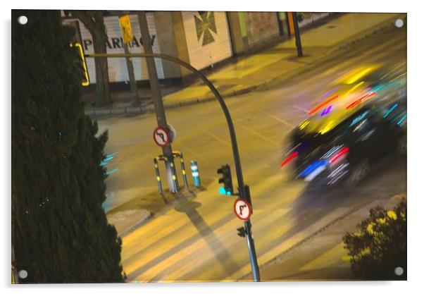 Traffic in the evening in Granada Acrylic by Jose Manuel Espigares Garc