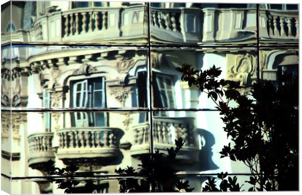 Reflection of a building in the center of Granada. Canvas Print by Jose Manuel Espigares Garc