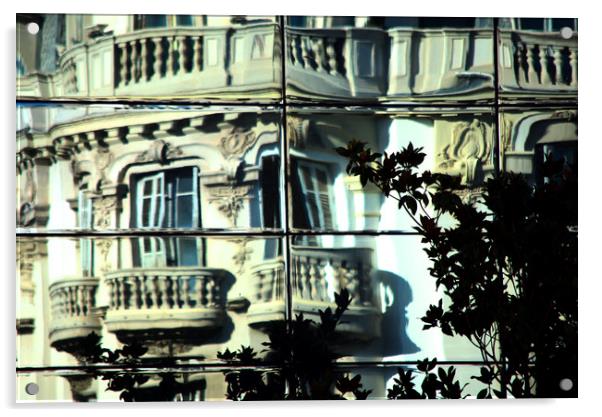 Reflection of a building in the center of Granada. Acrylic by Jose Manuel Espigares Garc