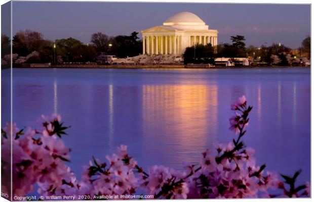 Jefferson Memorial Cherries Washington DC Canvas Print by William Perry