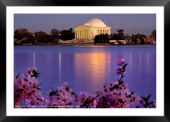 Jefferson Memorial Cherries Washington DC Framed Mounted Print by William Perry