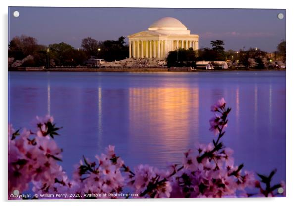 Jefferson Memorial Cherries Washington DC Acrylic by William Perry