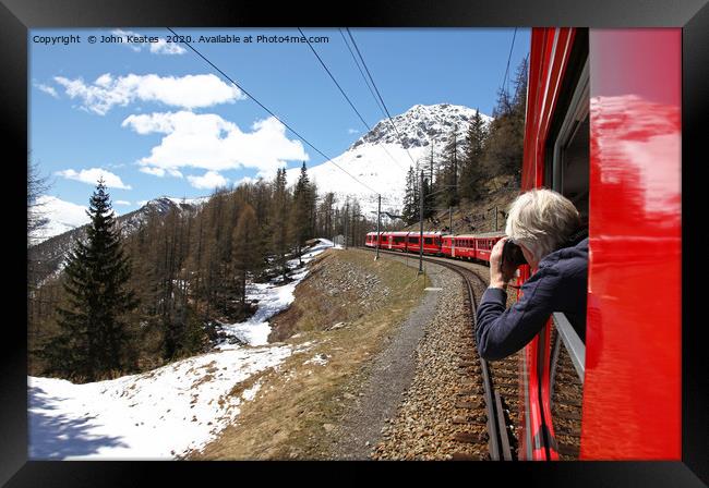 Bernina Express train, Switzerland Framed Print by John Keates