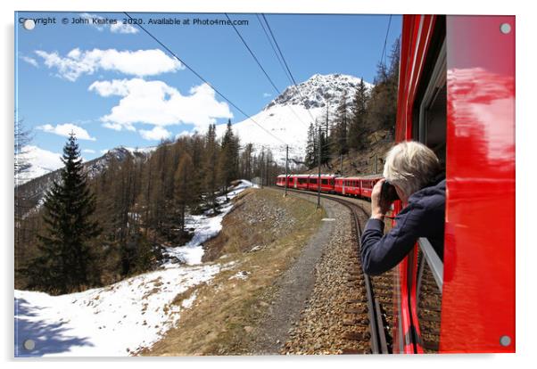 Bernina Express train, Switzerland Acrylic by John Keates