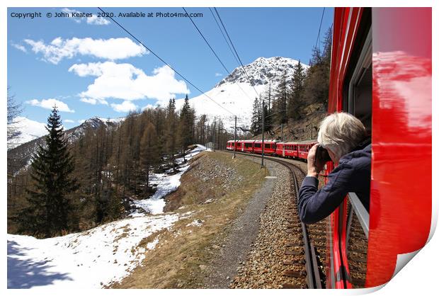 Bernina Express train, Switzerland Print by John Keates