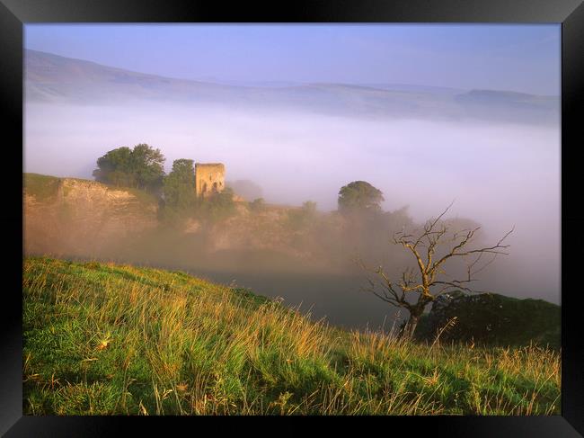 Peveril Castle from Cave Dale Framed Print by Darren Galpin