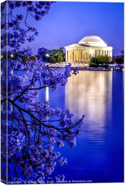 Jefferson Memorial Cherry Blossoms Washington DC Canvas Print by William Perry