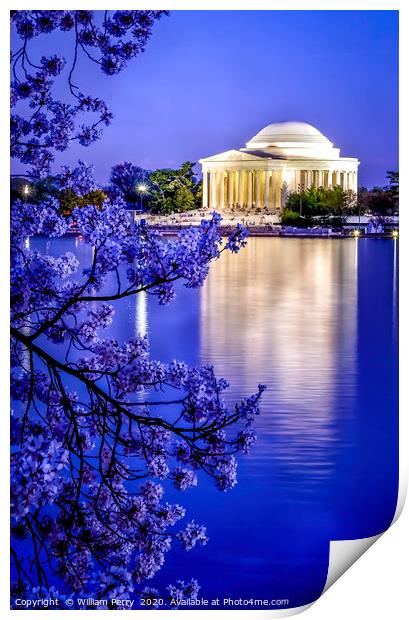 Jefferson Memorial Cherry Blossoms Washington DC Print by William Perry