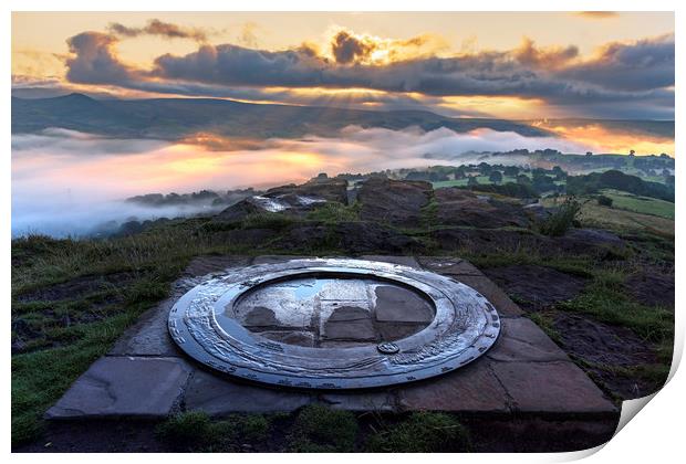 Eccles Pike Topograph sunrise, Derbyshire  Print by John Finney