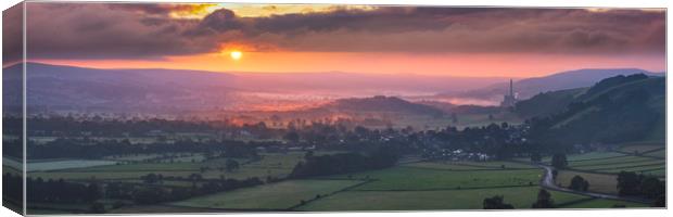Hope Valley Panoramic sunrise, Derbyshire Canvas Print by John Finney