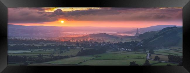 Hope Valley Panoramic sunrise, Derbyshire Framed Print by John Finney