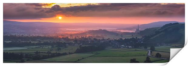 Hope Valley Panoramic sunrise, Derbyshire Print by John Finney