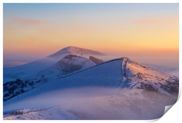 Winter Sunrise on the Great Ridge, Peak District Print by John Finney