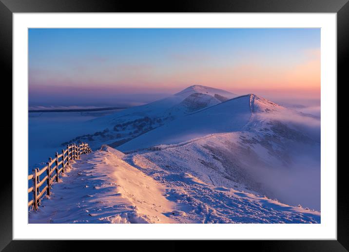 Winter Sunrise on the Great Ridge, Peak District  Framed Mounted Print by John Finney