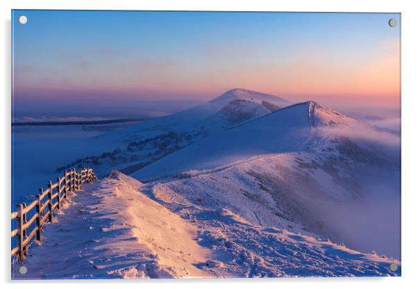 Winter Sunrise on the Great Ridge, Peak District  Acrylic by John Finney