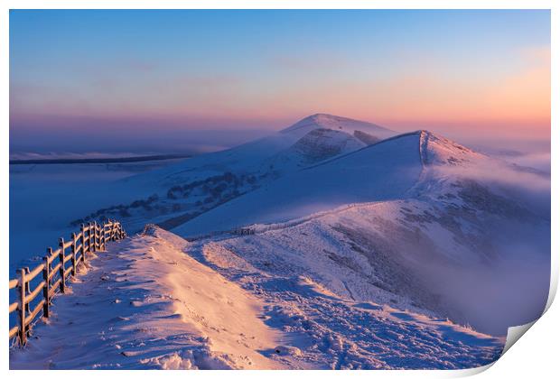 Winter Sunrise on the Great Ridge, Peak District  Print by John Finney