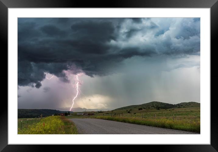 Big Timber Lightning, Montana, USA Framed Mounted Print by John Finney