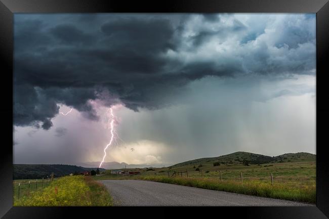 Big Timber Lightning, Montana, USA Framed Print by John Finney