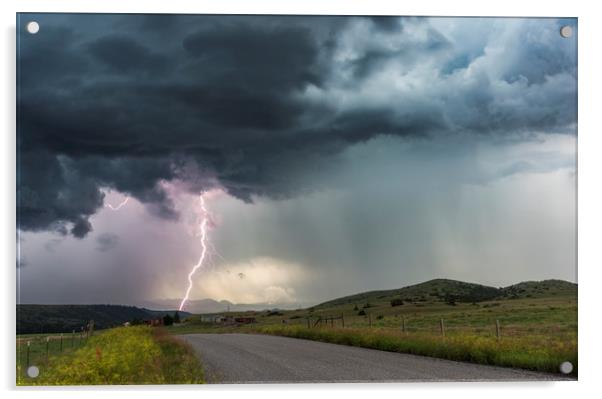 Big Timber Lightning, Montana, USA Acrylic by John Finney