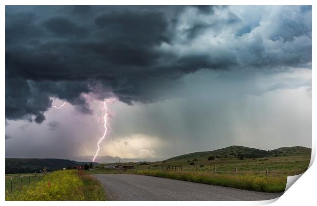 Big Timber Lightning, Montana, USA Print by John Finney