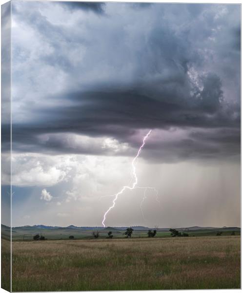 Montana Prairies Lightning Storm  Canvas Print by John Finney