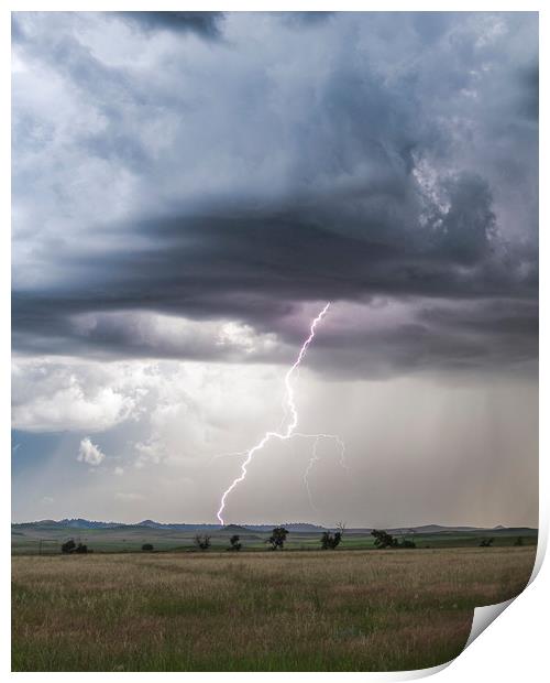 Montana Prairies Lightning Storm  Print by John Finney