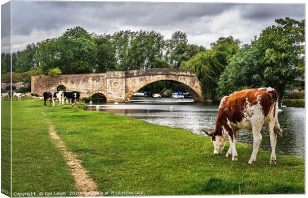 Halfpenny Bridge and Thames Path Lechlade Canvas Print by Ian Lewis