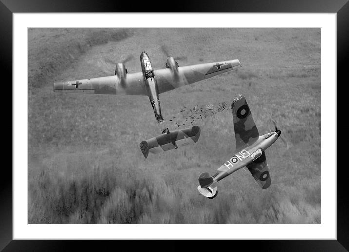 Percy Burton Hurricane ramming Messerschmitt Bf110 Framed Mounted Print by Gary Eason