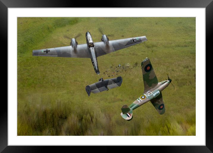 Percy Burton Hurricane ramming Messerschmitt Bf110 Framed Mounted Print by Gary Eason