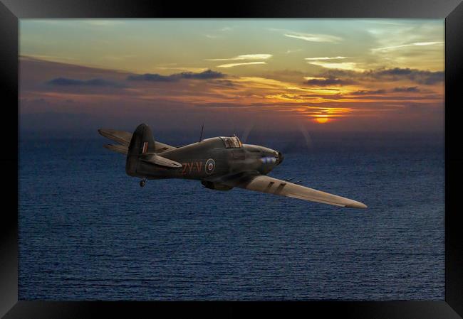 RAF Hurricane night fighter dusk patrol Framed Print by Gary Eason
