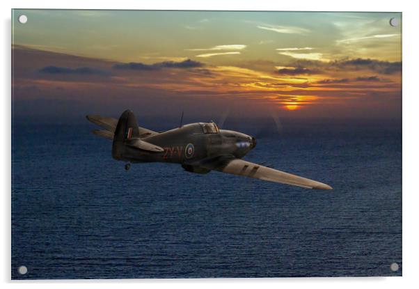 RAF Hurricane night fighter dusk patrol Acrylic by Gary Eason