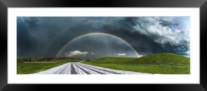 Wyoming Hailstorm Rainbow Framed Mounted Print by John Finney