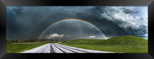 Wyoming Hailstorm Rainbow Framed Print by John Finney