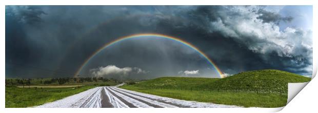 Wyoming Hailstorm Rainbow Print by John Finney