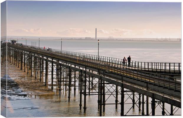 Southend on Sea Pier Beach Essex England Canvas Print by Andy Evans Photos