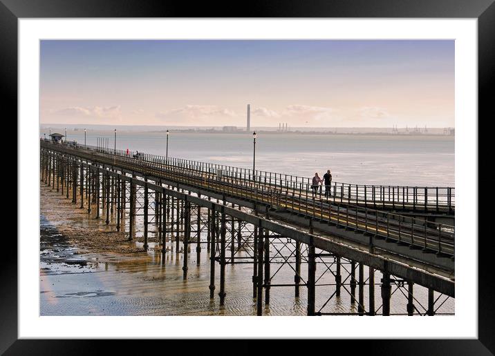 Southend on Sea Pier Beach Essex England Framed Mounted Print by Andy Evans Photos