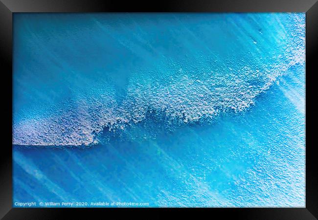 Blue Iceberg Closeup Abstract Background Antarctic Framed Print by William Perry