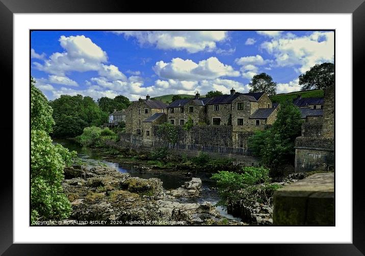 "Cottages along the Wharfe at Grassington" Framed Mounted Print by ROS RIDLEY