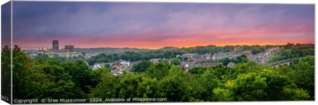 Durham city and Durham Cathedral Panorama Canvas Print by Sree Mussunoor