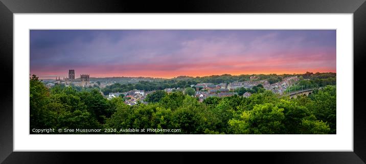 Durham city and Durham Cathedral Panorama Framed Mounted Print by Sree Mussunoor