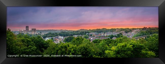 Durham city and Durham Cathedral Panorama Framed Print by Sree Mussunoor