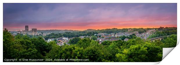 Durham city and Durham Cathedral Panorama Print by Sree Mussunoor