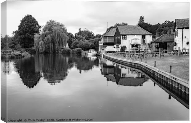 Rising Sun Pub on the bank of the River Bure Canvas Print by Chris Yaxley
