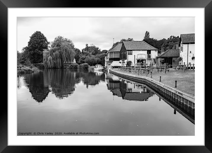 Rising Sun Pub on the bank of the River Bure Framed Mounted Print by Chris Yaxley